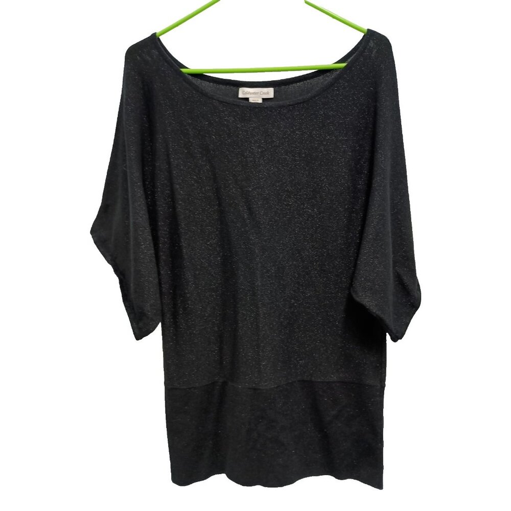 Coldwater Creek Womens Sweater Medium Black Metallic Dolman Holiday Whimsygoth